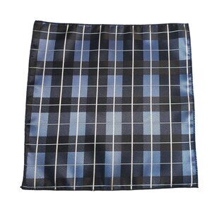 Pocket Square Silk Blue White Plaid Formal Accessory Suit Wedding Prom Gift